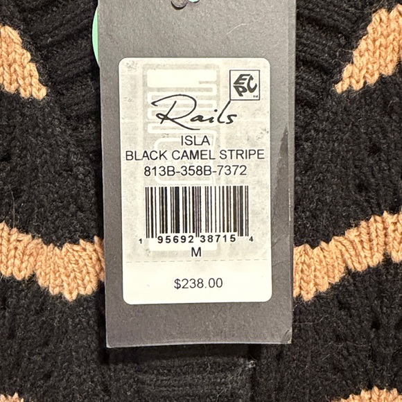 NWT Rails Isla Stripe Cardigan in a black and camel colorway. Size M - Picture 2 of 10